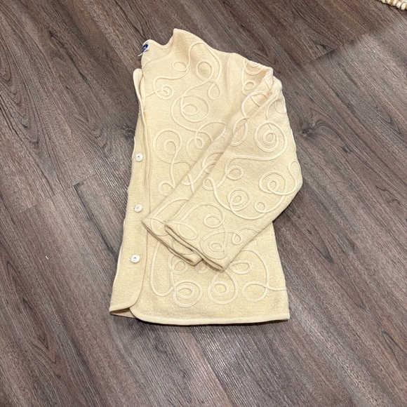 Tabi Cream Women's Button Up Cardigan Large 100% Pure New Wool WOOLMARK - Picture 9 of 11